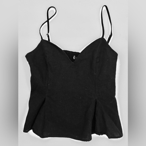 Zara Black Sleeveless Back Zip Camisole with Peplum‎ Bustier, Black, Size M - Picture 4 of 10